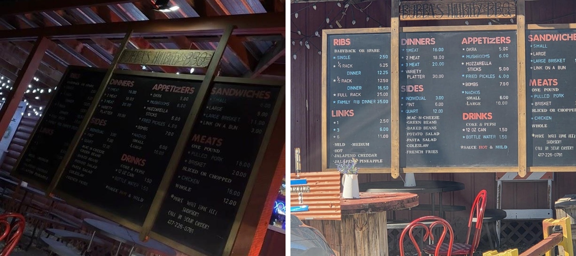 Bubbas Bbq Menu